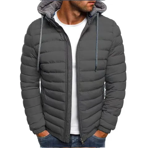 Herren Casual Steppjacke mit Kapuze Leichte Gesteppte Winterjacke Reißverschluss Mantel Warm Top