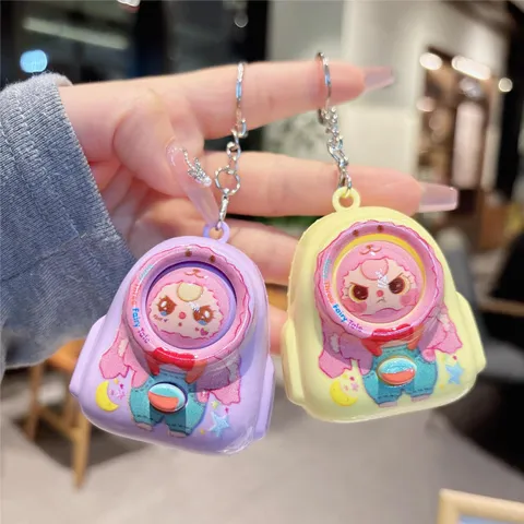 Cute Cartoon Backpack Keychain Face Changing Toy Bag Pendant Charm Plastic Stress Relief Backpack Pendant Keyring For Student Kids Gift