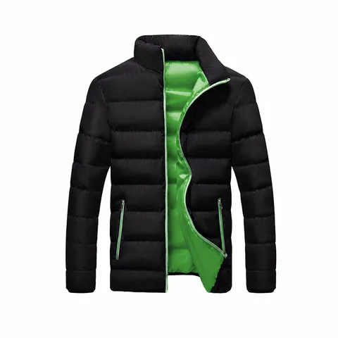 Herren Winter Wattierte Jacke Stehkragen Durchgehender Reißverschluss Gesteppt Warm Outdoor Casual Puffer Mantel Top