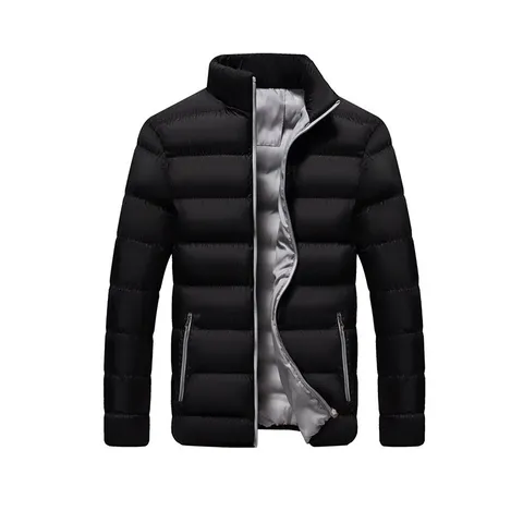Herren Winter Wattierte Jacke Stehkragen Durchgehender Reißverschluss Gesteppt Warm Outdoor Casual Puffer Mantel Top