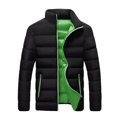 Herren Winter Verdickt Stehkragen Wattierte Jacke Casual Einfarbig Reißverschluss Baumwollmantel Winddicht Warm Oberbekleidung Für Herren
