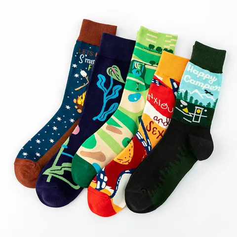 Unisex Fashion Crew Socks Φθινόπωρο Χειμώνας Βαμβάκι Αναπνεύσιμο Χαριτωμένο Cartoon Printed Casual Long Socks Για Άνδρες Και Γυναίκες