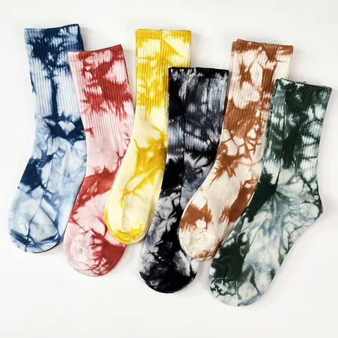 Unisex Tie Dye Κάλτσες μέχρι τη γάμπες Βαμβάκι Streetwear Hip Hop Ζωγραφική με Μελάνι Casual Αθλητικές Απορροφητικές Κάλτσες