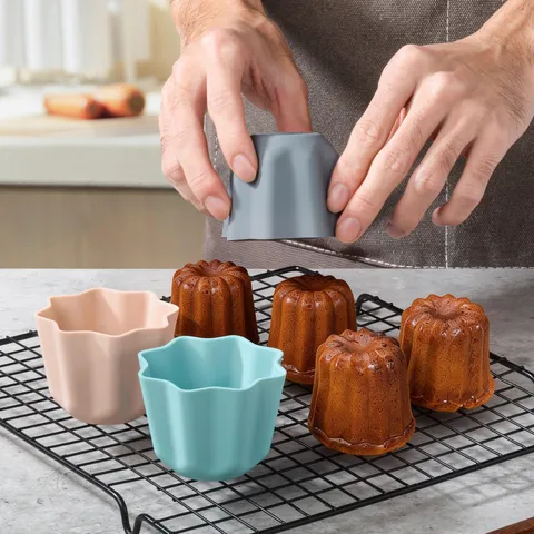 Moule à Gâteau Canelé Français en Silicone Moule à Mousse Octogonal Outil de Cuisson Anti-Adhésif