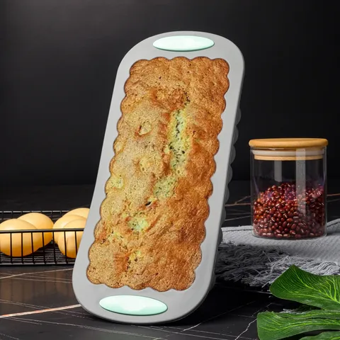 Moule à Gâteau Rectangulaire en Silicone Plaque de Cuisson pour Pain de Mie Bicolore Design Bord en Dentelle Résistant aux Hautes Températures