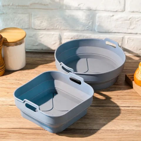 Doublures de Friteuse à Air en Silicone Pliables Plaque de Cuisson Résistante à la Chaleur Réutilisable Antiadhésif Accessoires Rond Carré