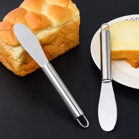 Edelstahl Buttermesser Brotstreicher Käseschaber Mit Gesäumter Kante Und Aufhängungsloch Küche Backwerkzeug