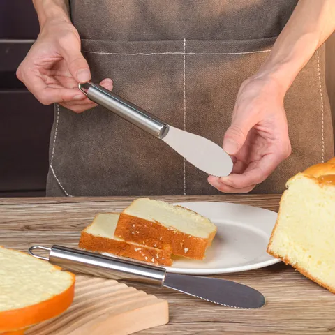 Edelstahl Buttermesser Brotstreicher Käseschaber Mit Gesäumter Kante Und Aufhängungsloch Küche Backwerkzeug