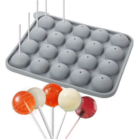 Moule à Lollipop en Silicone Rond à 20 Trous DIY Moule à Bonbons en Chocolat Démoulage Facile Outil de Pâtisserie de Cuisine