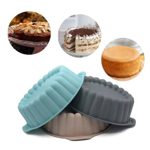 Silicone Cake Mold Non-Stick Baking Pan Fluted Round Tart Pan For Oven Baking Kitchen Home Cookware