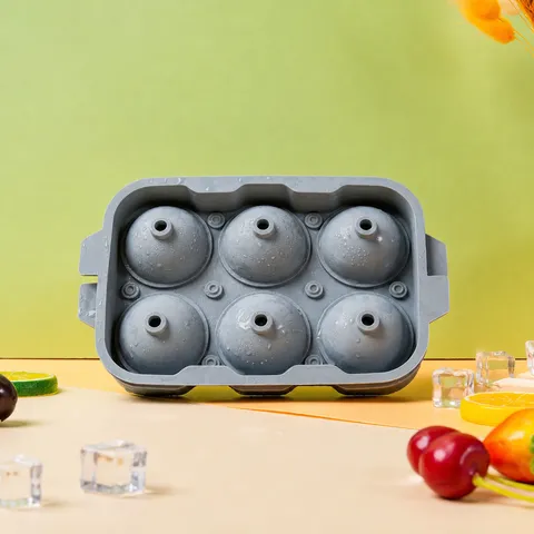 Bac à Glaçons en Silicone 6 Moules à Boules avec Couvercle Flexible Démoulage Facile Gadget de Cuisine pour Congélateur Bar à la Maison Fabrication de Glace Sphérique