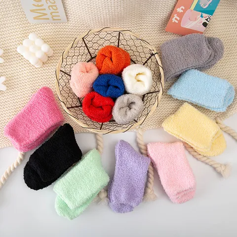 Winter Verdikte Koraalvleece Schlafsocken Effen Kleur Middelste Buis Warme Zachte Gezellige Thermische Socken Voor Vrouwen Mannen Thuis