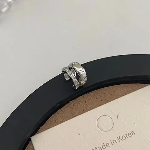 Minimalist Copper Rhinestone Double Layer Wave Geometric Ear Cuffs Non-Piercing Cartilage Clip Earrings For Women Jewelry