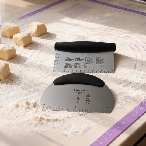 Stainless Steel Dough Scraper Bench Scraper Pastry Cutter with Scale and Handle Kitchen Baking Tool