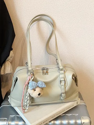 Retro Große Kapazität PU Leder Umhängetasche Damen Casual Pendler Achseltasche Mode Einfarbig Handtasche