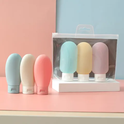 Flaconi Dosatori per Cosmetici in Plastica PE Stile Nordico Contenitore da Viaggio Spremibile Set di Flaconi