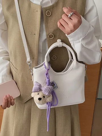 Borsa a Secchiello in Pelle PU Vintage per Donna Moda Tinta Unita Borsa a Spalla Tracolla Classico Design con Cuciture Borsa a Mano Casual da Pendolarismo