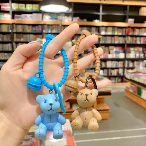 Schattige Cartoon Hars Pop Beer Sleutelhanger Mode Auto Sleutelhangers Ring Bel Charm Mooie Tas Hanger Sieraden Cadeau