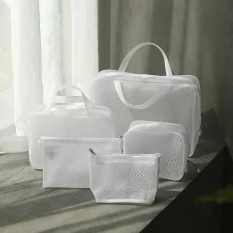 Waterproof EVA Mesh Cosmetic Bag Portable Travel Toiletry Organizer Large Capacity Clear Makeup Storage Pouch For Women