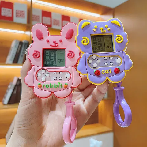 Cute Cartoon Animal Tetris Handheld Game Console Keychain Pendant Creative Mini Brick Game Keychain Toy Gift For Kids Friend