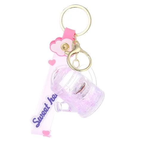 Süß Acryl Flüssig Treibsand Giesskanne Schlüsselanhänger Kreativ LED Leuchten Schlüsselkette Glitzer Blasenperlen Silikon Buchstabenband Tasche Anhänger