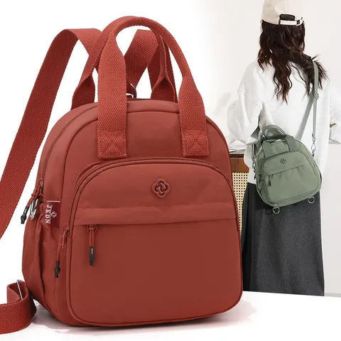 Lässige Damen Nylon Umhängetasche Multifunktionaler Leichter Schulter Rucksack Wasserdichte Einfarbige Reise Kleine Kuriertasche