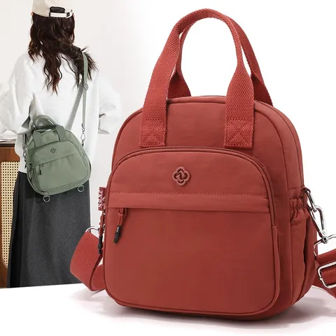 Lässige Damen Nylon Umhängetasche Multifunktionaler Leichter Schulter Rucksack Wasserdichte Einfarbige Reise Kleine Kuriertasche