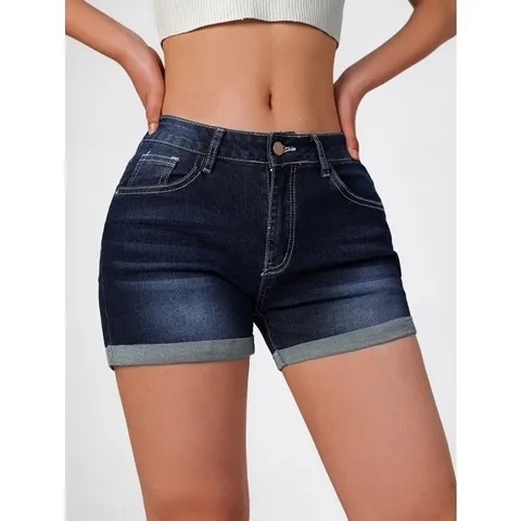 Shorts di Jeans Casual da Donna Vita Bassa Vestibilità Slim Elastico Cotone Denim Pantaloncini Estivi Moda