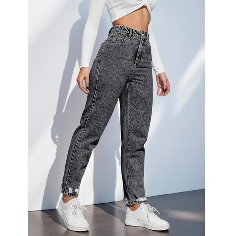 Dames Plus Size Gescheurde Casual Washed Stretch Denim Jeans Hoge Taille Skinny Lange Broek Mode Denim Broek