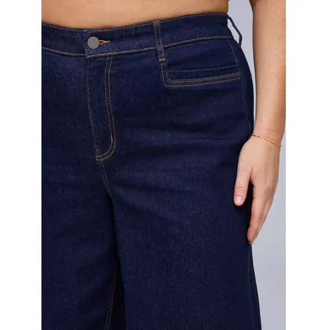 Jean Décontracté Taille Haute pour Femmes Jambes Larges Coupe Ample Pantalon en Denim Couleur Unie Extensible pour Quotidien