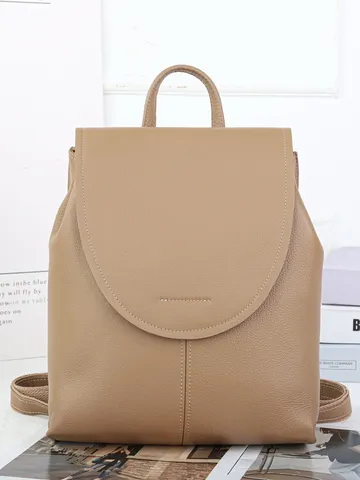 Genuine Leather Casual Backpack For Women Large Capacity Travel School Bag Fashion Daily Commuting Daypack