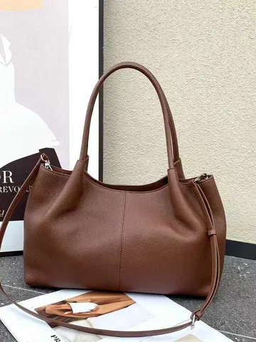 Fashion Women Genuine Leather Tote Bag Large Capacity Casual Shoulder Bag Commute Top Handle Handbag