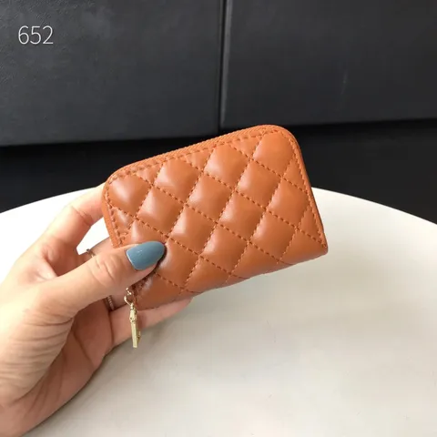 Damen Echtleder Kartenhalter Gesteppt Reißverschluss Münzbeutel Minimalistisch Mode Kartenetui Multi-Slot Akkordeon Brieftasche
