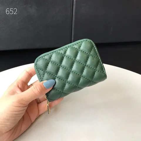 Damen Echtleder Kartenhalter Gesteppt Reißverschluss Münzbeutel Minimalistisch Mode Kartenetui Multi-Slot Akkordeon Brieftasche