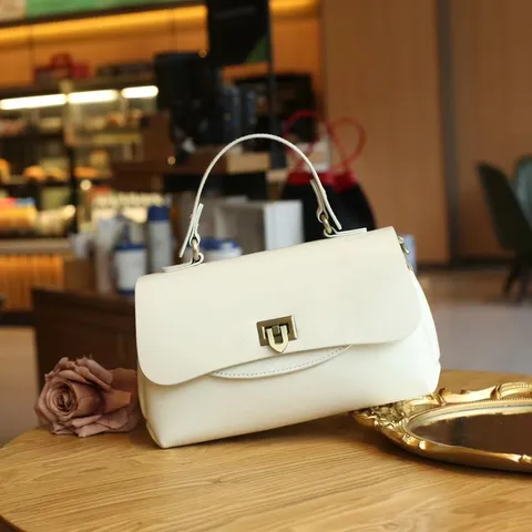 Retro Echtes Leder Kissen Tasche Damen Casual Schulter Umhängetasche Mode Schlossverschluss Top Griff Henkeltasche