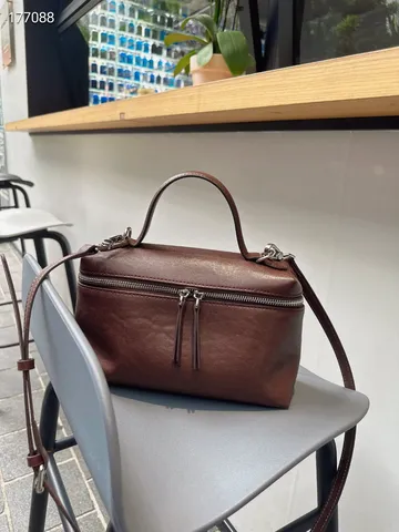 Γυναικείο Γνήσιο Δερμάτινο Tσάντα Xeriou Retro Lunch Box Casual Crossbody Μεταλλικό Hardware