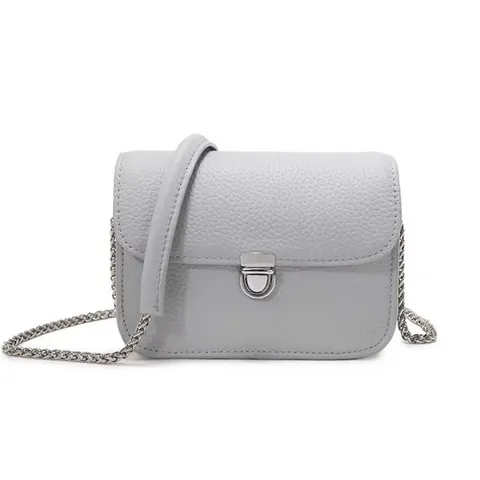 Echtes Leder Pflasterstruktur Kleine Quadratische Tasche Metall Kette Umhängetasche Schultertasche Für Frauen Tägliche Mode Handtasche