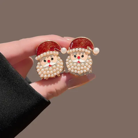 Legierung Künstliche Perle Strass Weihnachten Haarkralle Klein Weihnachtsmann Weihnachtsbaum Hai Haarklip Für Frauen Kopfschmuck Dekor
