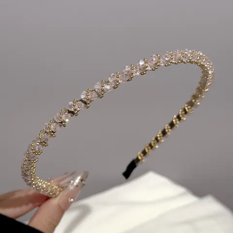 Korean Style Colorful Crystal Rhinestone Headband For Women Sweet Cool Beaded Alloy Hair Hoop French Face Wash Headwear