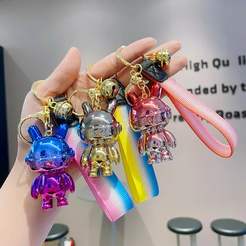 Gegalvaniseerd Kleurrijk Verloop Masker Konijn Sleutelhanger Schattige Hars Cartoon Beeldje Hanger Auto Sleutelhanger Sieraden