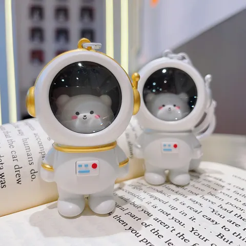 Luminous Astronaut Bear Keychain Glowing Starry Sky Night Light Bag Pendant