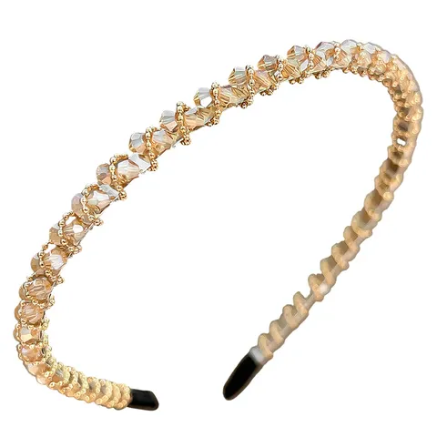 Serre-tête Fin en Strass Cristal Exquis pour Femmes Mode Minimaliste Chaîne en Métal Anneau de Cheveux Accessoires Élégants