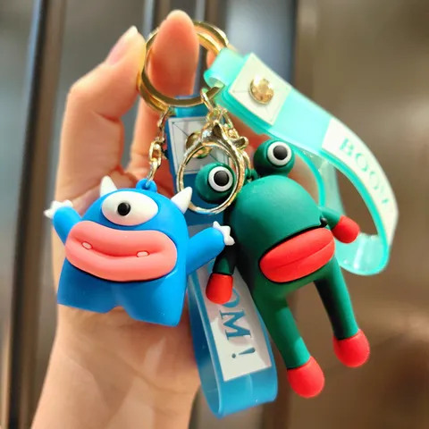 Cute Funny Big Mouth Monster Keychain Cartoon PVC Doll Key Chain Bag Pendant Car Key Ring Creative Gift Accessories