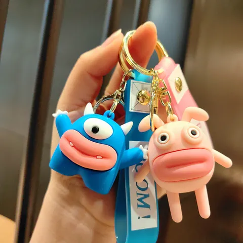 Cute Funny Big Mouth Monster Keychain Cartoon PVC Doll Key Chain Bag Pendant Car Key Ring Creative Gift Accessories
