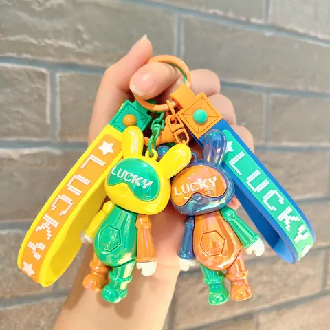 Creatieve Gegalvaniseerde Spliced Lucky Rabbit Sleutelhanger Schattige PVC Astronaut Pop Auto Sleutelhanger Tas Hanger