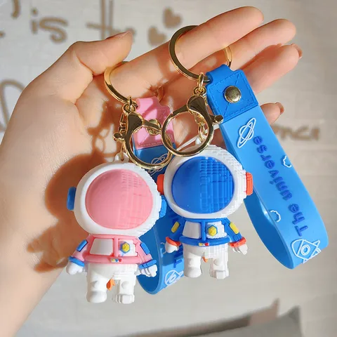 Cartoon Blok Ruimtevaarder Sleutelhanger Schattige Astronaut Pop Auto Sleutelhanger Tas Hanger Ornament PVC Sleutelring Cadeau