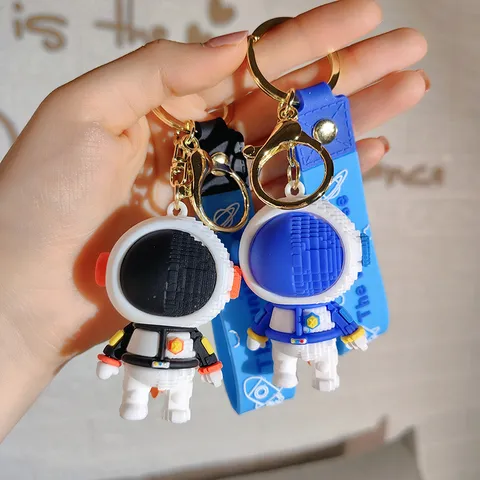 Cartoon Blok Ruimtevaarder Sleutelhanger Schattige Astronaut Pop Auto Sleutelhanger Tas Hanger Ornament PVC Sleutelring Cadeau
