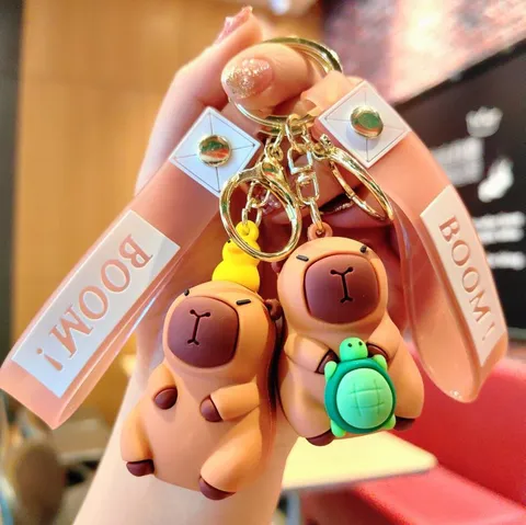 Cute Cartoon Capybara Keychain PVC Animal Key Chain Bag Pendant Car Key Ring Gift