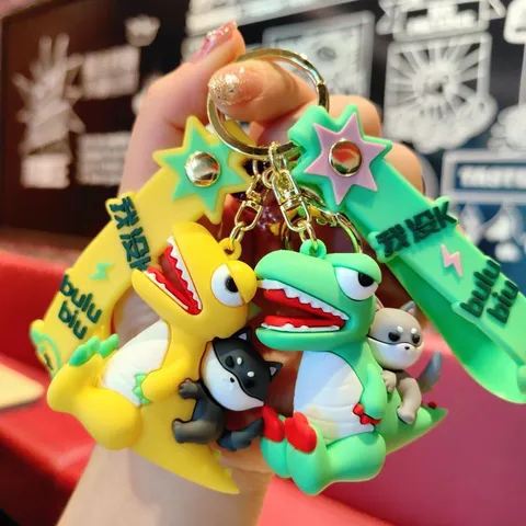 Cute Cartoon Dinosaur PVC Keychain Creative Animal Key Chain Bag Pendant Car Key Ring Holder Gift For Women Men