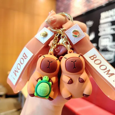 Cute Cartoon Capybara Keychain PVC Animal Key Chain Bag Pendant Car Key Ring Gift